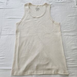 Ribbed Stripe Tank Top - Cream Color - Size Small